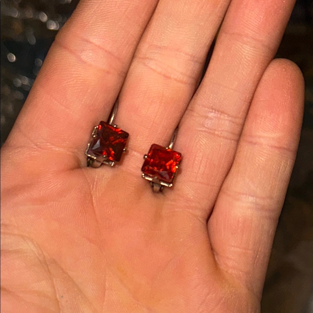 Elegant Red Square Earrings